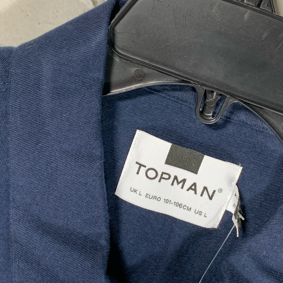 NWT Topman blue short sleeve shirt silver zip L - Picture 3 of 4